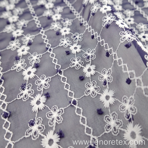 Soft 100% Polyester Woven Flower Tulle Embroidery Fabric